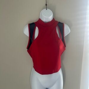 Love Culture Red and Black Cutout Muscle Tee